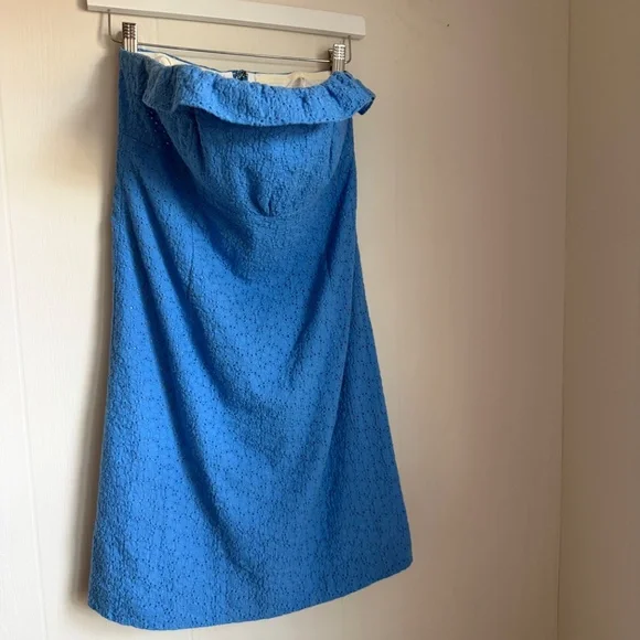 Lilly Pulitzer Brynne Strapless Blue Eyelet Dress Sz 6 Preppy Coastal Feminine - Picture 13 of 13